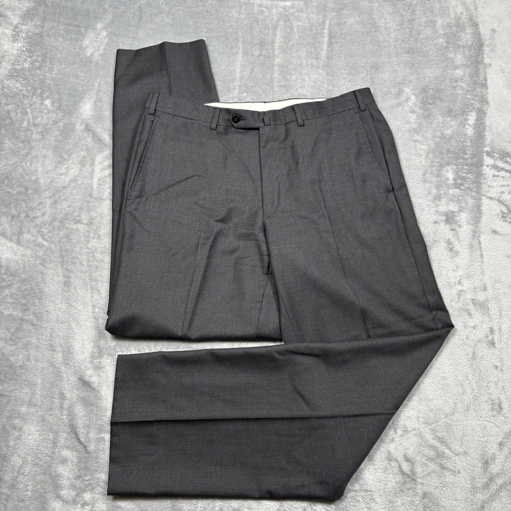 Ermenegildo Zegna Dress Pants Mens 34x31 Regular Grey Wool Flat Front 75LB02